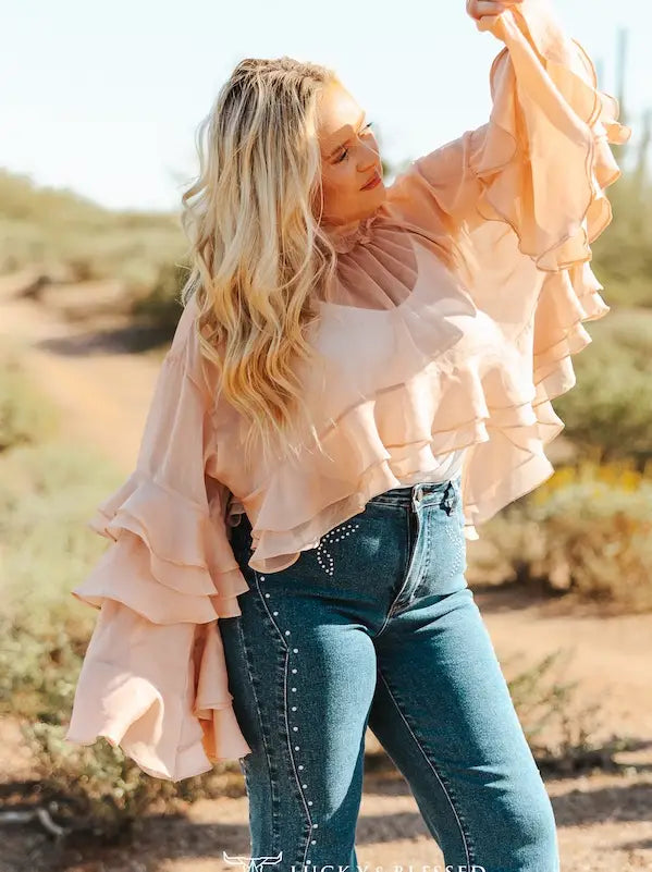 Light Peach Ruffle Blouse