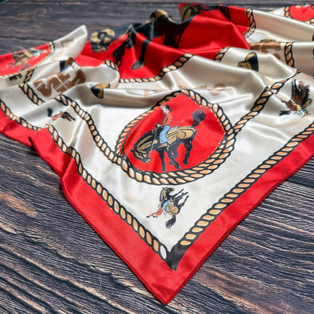 Wild West Rodeo Print Silk Scarf