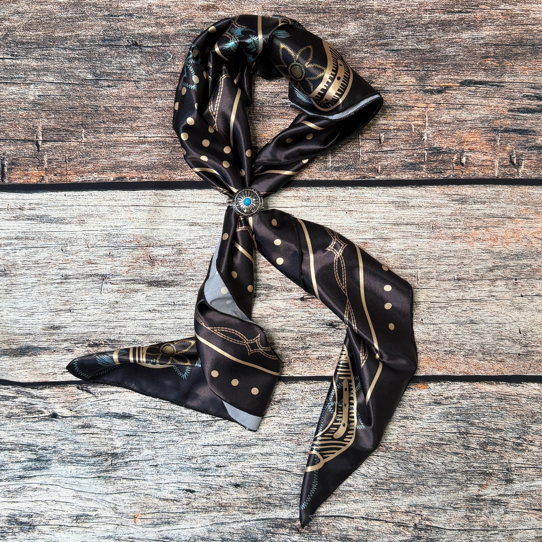 Polka Dot Bronco Print Silk Scarf