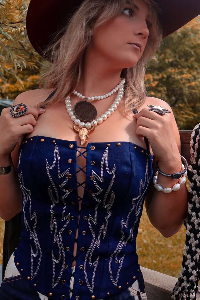 Raely Denim Western Bustier Corset Top