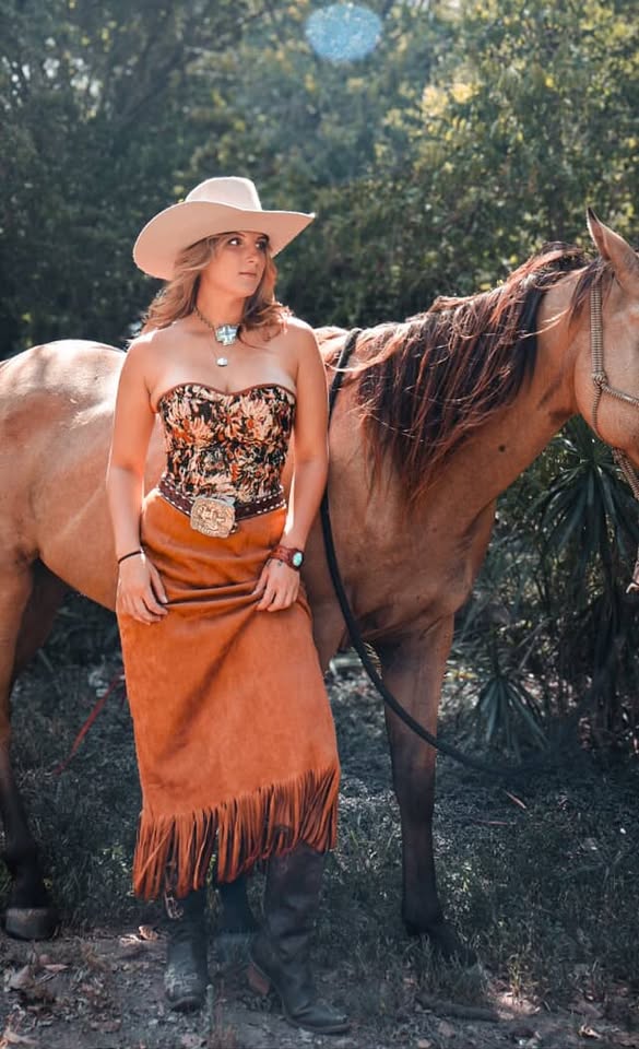 Brown Suede Maxi Skirt