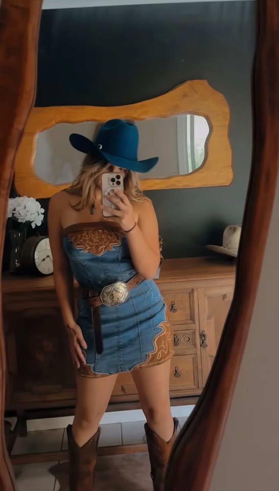 Vintage Denim Suede Dress