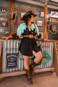 Floral Rope Pearl Snap Button Down Dress