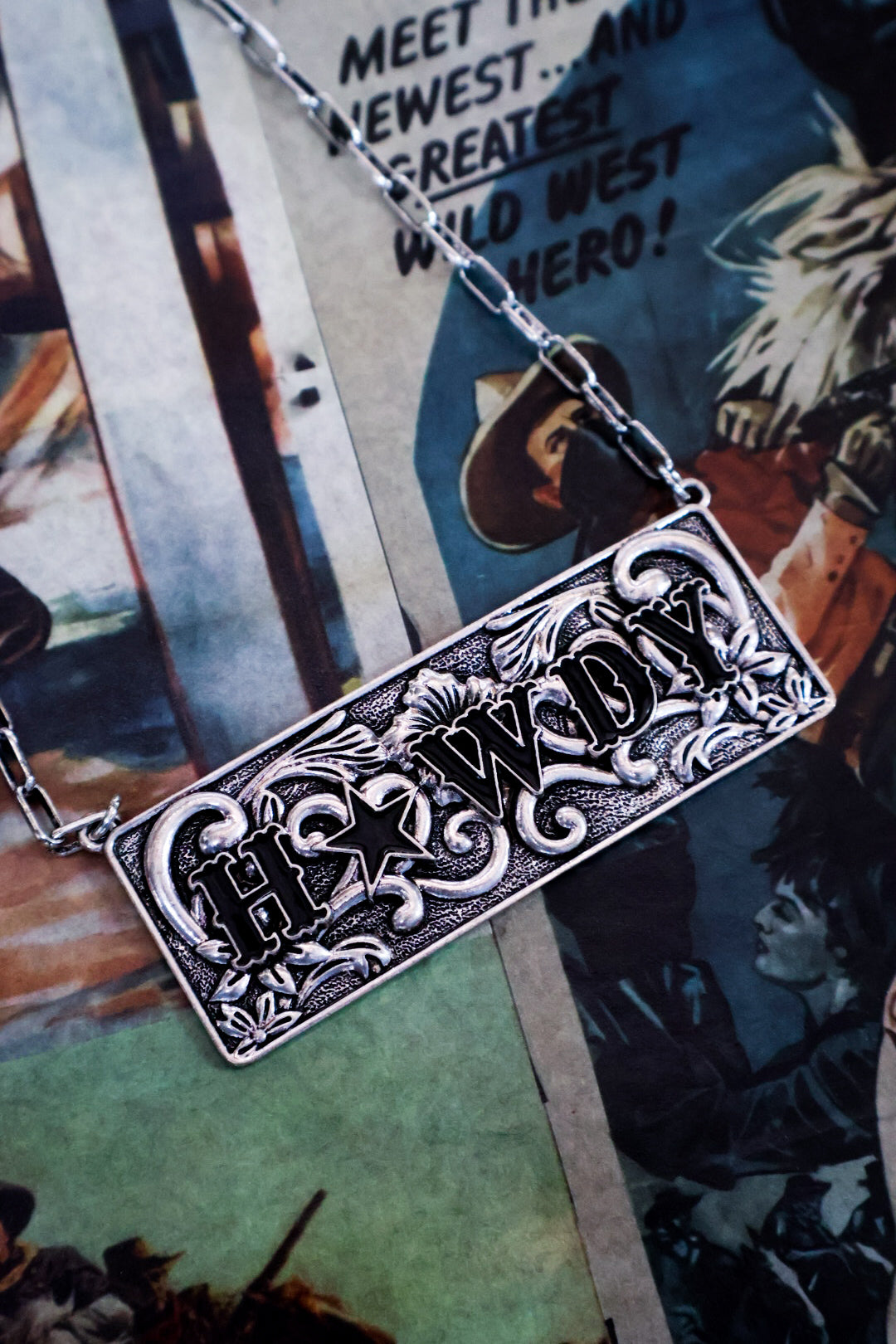 Howdy Metal Plate Necklace