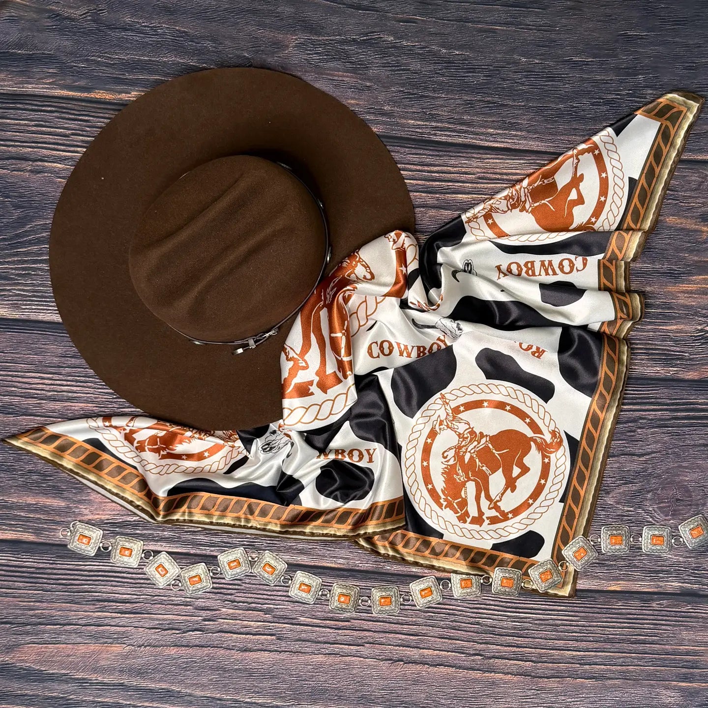 Cow Print Cowboy Silk Wild Rag