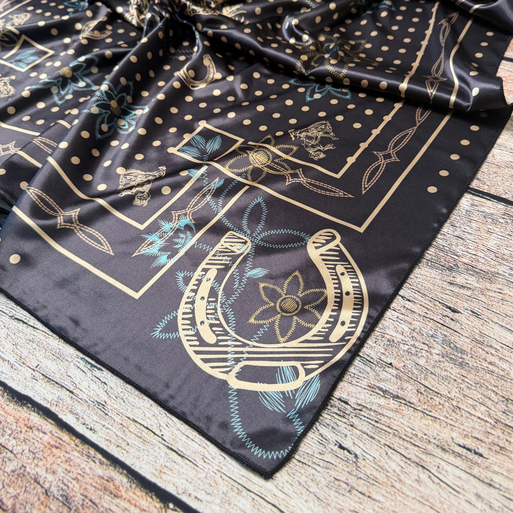 Polka Dot Bronco Print Silk Scarf