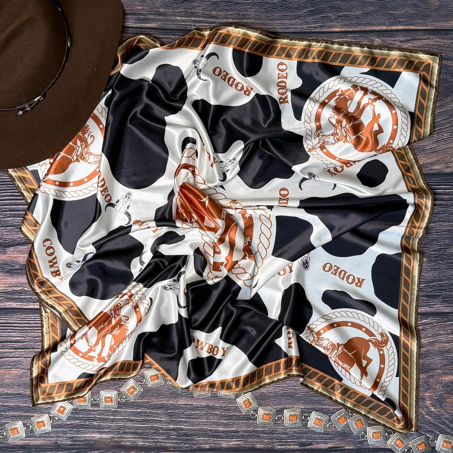 Cow Print Cowboy Silk Wild Rag