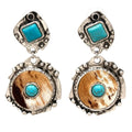 Stone Brown Cow Print Hook Earrings