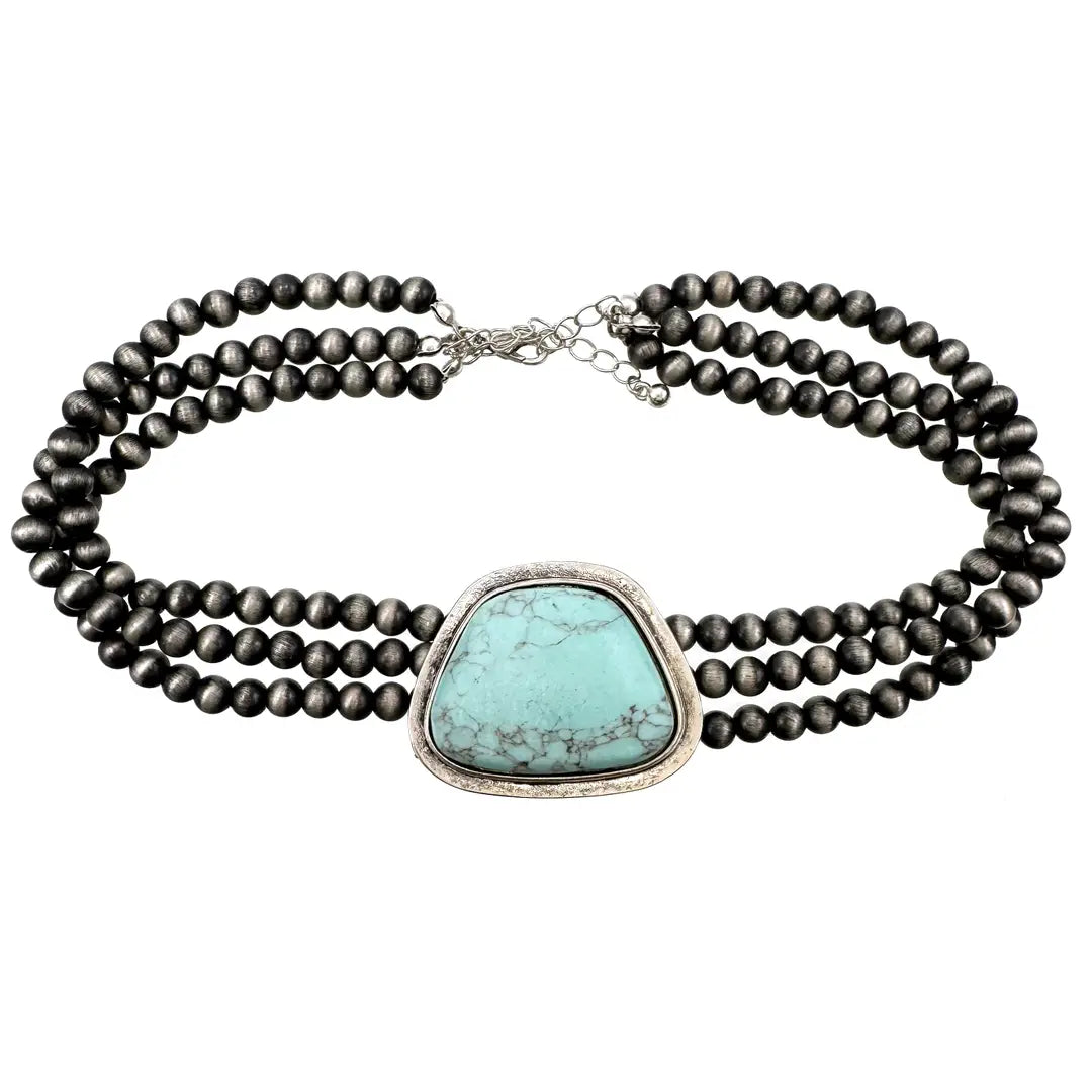 Bohemian Western Stone Turquoise Choker Necklace
